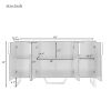 TREXM Modern sideboard with Four Doors; Metal handles & Legs and Adjustable Shelves Kitchen Cabinet (Black)