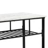 TOPMAX Rustic Farmhouse Counter Height Dining Kitchen Kitchen Island Prep Table; Kitchen Storage Rack with Worktop and 2 Shelves; Faux-Marble; White