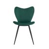 Dining chairs set of 2; Dark Green velvet Chair modern kitchen chair with metal leg