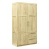 High wardrobe and kitchen cabinet with 2 doors; 2 drawers and 5 storage spaces; Oak