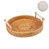 1pc Rattan Woven Tray; Bamboo Woven Fruit Plate; Breakfast Steamed Bun Basket; Snack Bread Snack Woven Basket; Fruit Basket