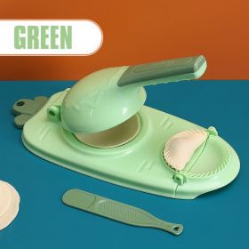 2 In 1 Dough Pressing Tool Set Kitchen Dumpling Maker Dumpling Mold DIY Dumpling Wrapper Makers Manual Press Dumpling Crust Tool (Color: green)