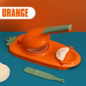 2 In 1 Dough Pressing Tool Set Kitchen Dumpling Maker Dumpling Mold DIY Dumpling Wrapper Makers Manual Press Dumpling Crust Tool (Color: Orange)