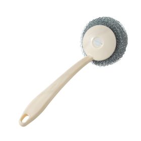 Cleaning Brushes Kitchen Stainless Steel Wire Ball Dishwashing Brush Pans Brush to oil stainsHousehold Cleaning Tools (Color: White)