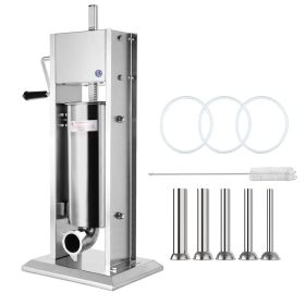 Home And Commercial Stainless Steel Sausage Stuffer Meat Press Maker Filler Machine (Color: Silver B)