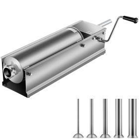 Home And Commercial Stainless Steel Sausage Stuffer Meat Press Maker Filler Machine (Color: Silver A)