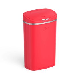 13.2 Gallon Trash Can, Motion Sensor Kitchen Trash Can, Stainless Steel (Color: Red)