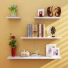 4pcs White Floating Wood Wall Shelves Storage Rack Bookcase for Kitchen Bathroom