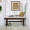 3 Pieces Farmhouse Rustic Wood Kitchen Dining Table Set with 2 Upholstered Benches