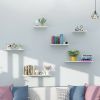 4pcs White Floating Wood Wall Shelves Storage Rack Bookcase for Kitchen Bathroom