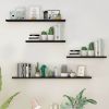 4pcs White Floating Wood Wall Shelves Storage Rack Bookcase for Kitchen Bathroom